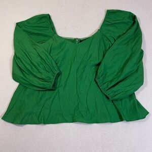 Tuckernuck Pomander Place Green‎ Balloon Sleeve Top Women's M Medium Blouse